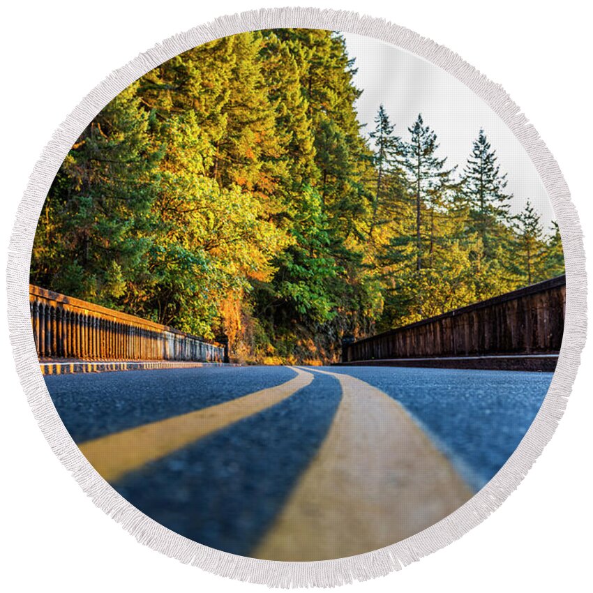 Beautiful Round Beach Towel featuring the photograph Historic Columbia River Highway by Pelo Blanco Photo