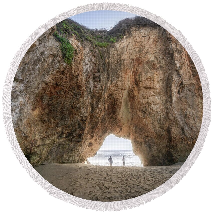 Landscape Round Beach Towel featuring the photograph Hole in the Wall by Laura Macky