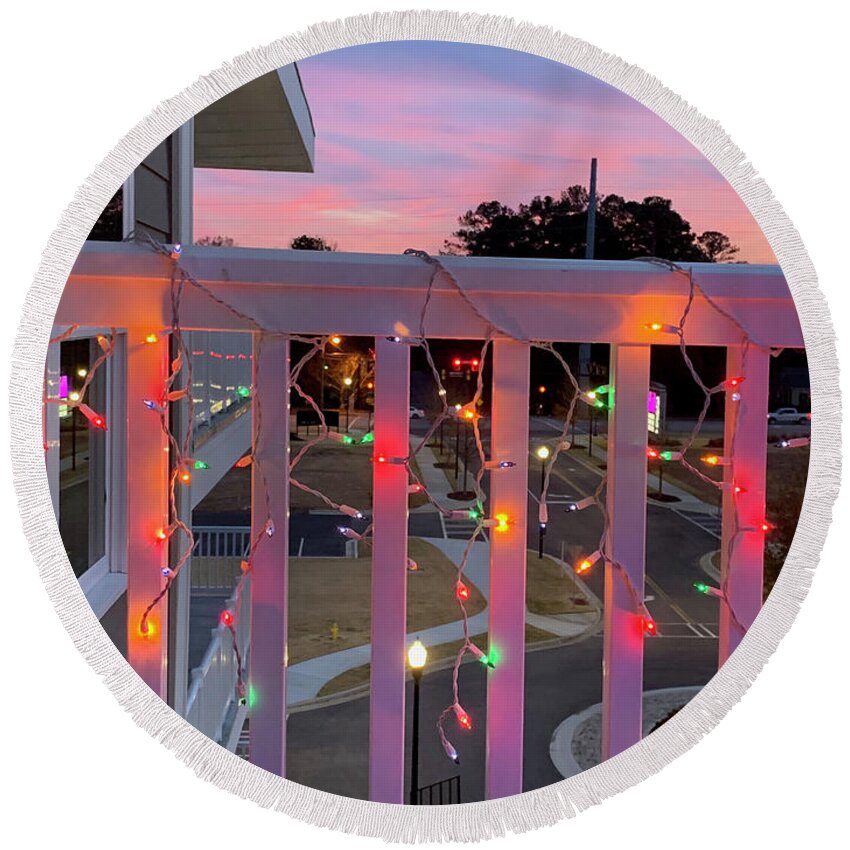 Macon Round Beach Towel featuring the photograph Holiday Lights by Rod Whyte
