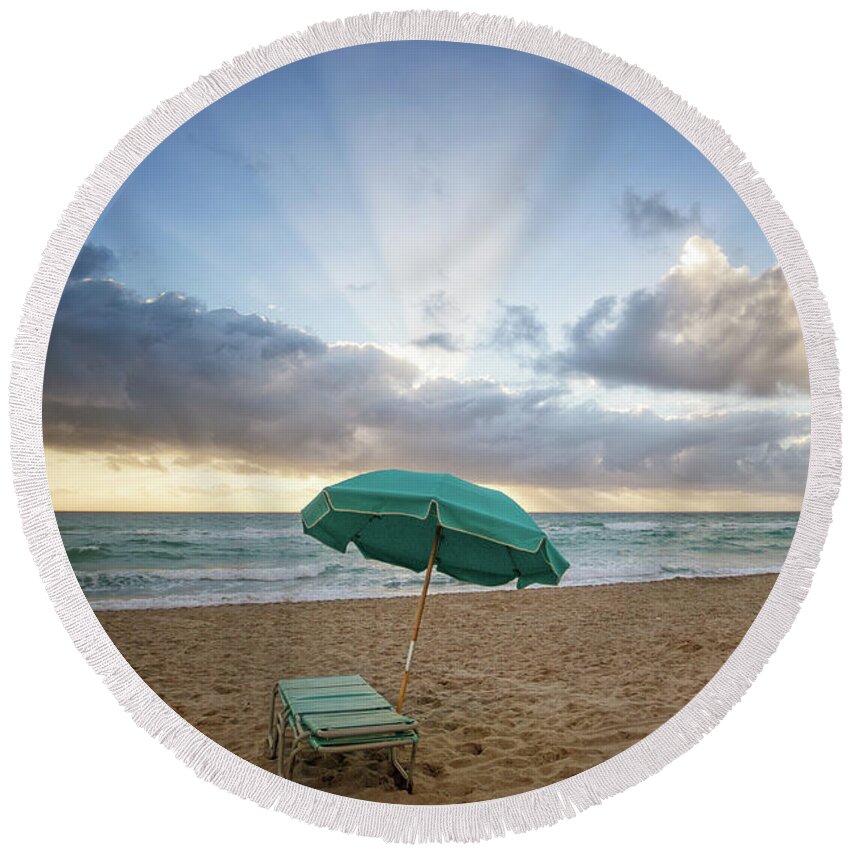 Hollywood Round Beach Towel featuring the photograph Hollywood Beach Sunrise by Becqi Sherman