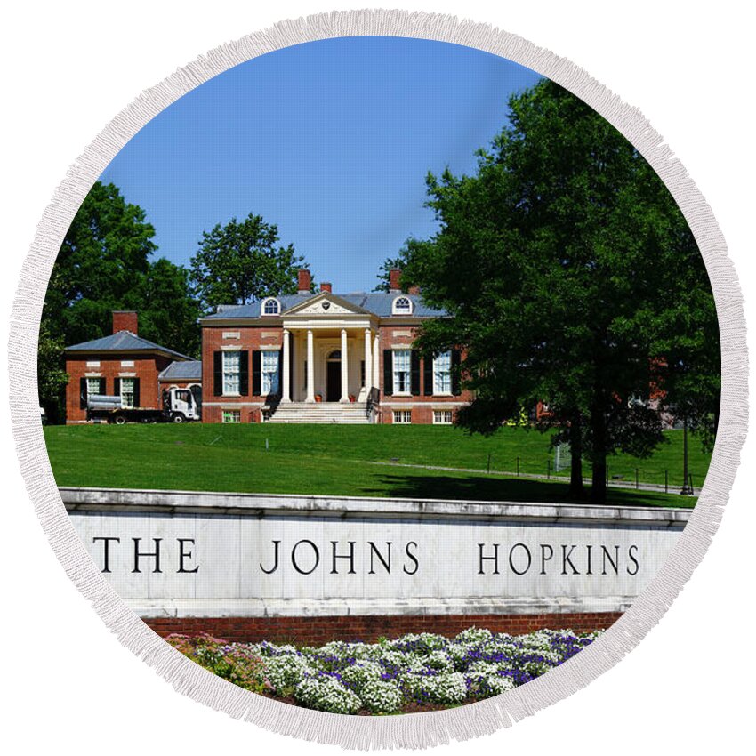Johns Hopkins University Round Beach Towel featuring the photograph Homewood Museum building Johns Hopkins University Baltimore by James Brunker