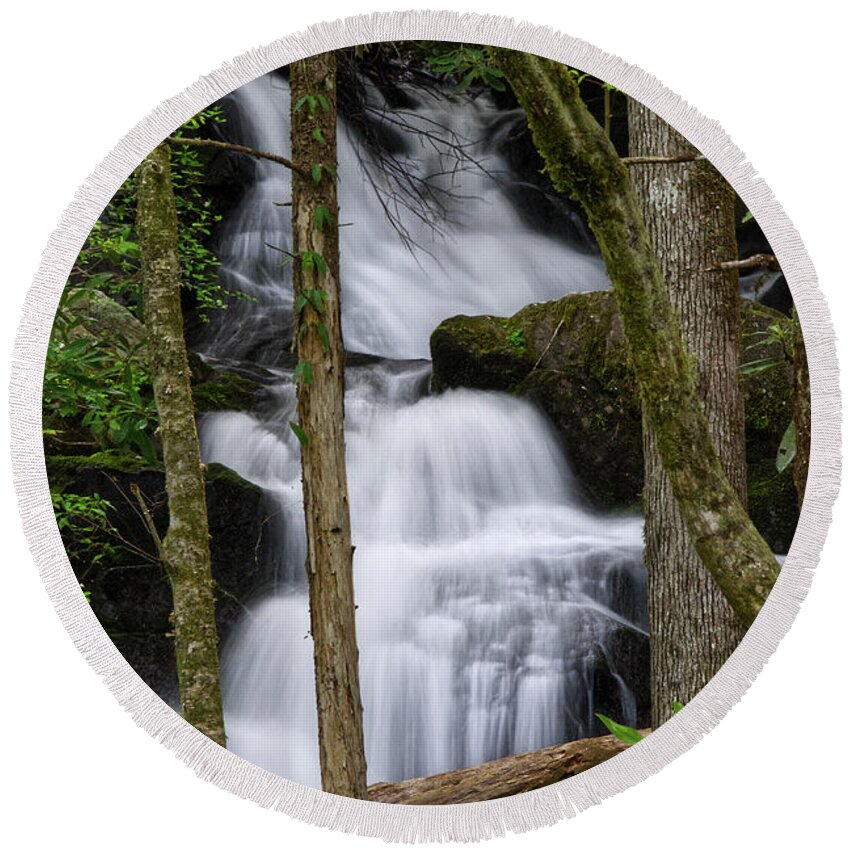 Honey Cove Falls Round Beach Towel featuring the photograph Honey Cove Falls 4 by Phil Perkins