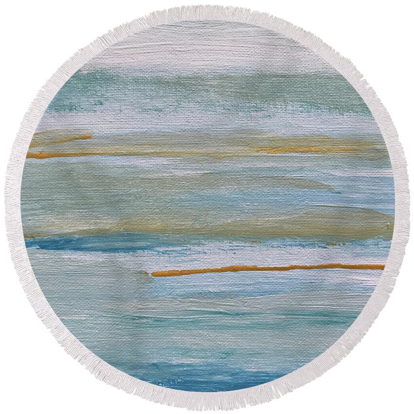 Horizon Round Beach Towel featuring the painting Horizon by Medge Jaspan