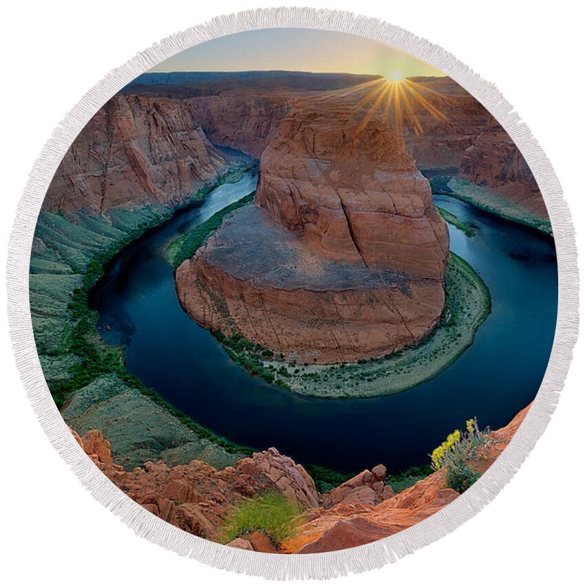 Horseshoe Bend Round Beach Towel featuring the photograph Horseshoe Bend by Peter Boehringer