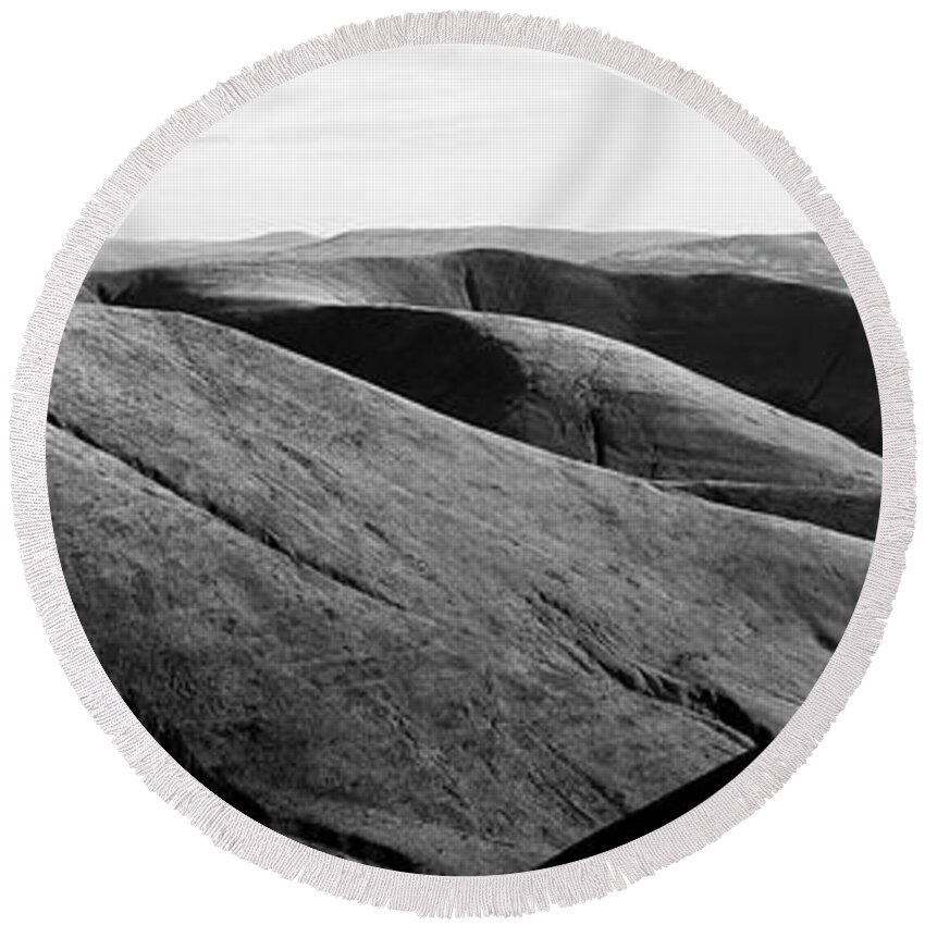 Panorama Round Beach Towel featuring the photograph Howgill Fells Black and white Cumbria 2 by Sonny Ryse