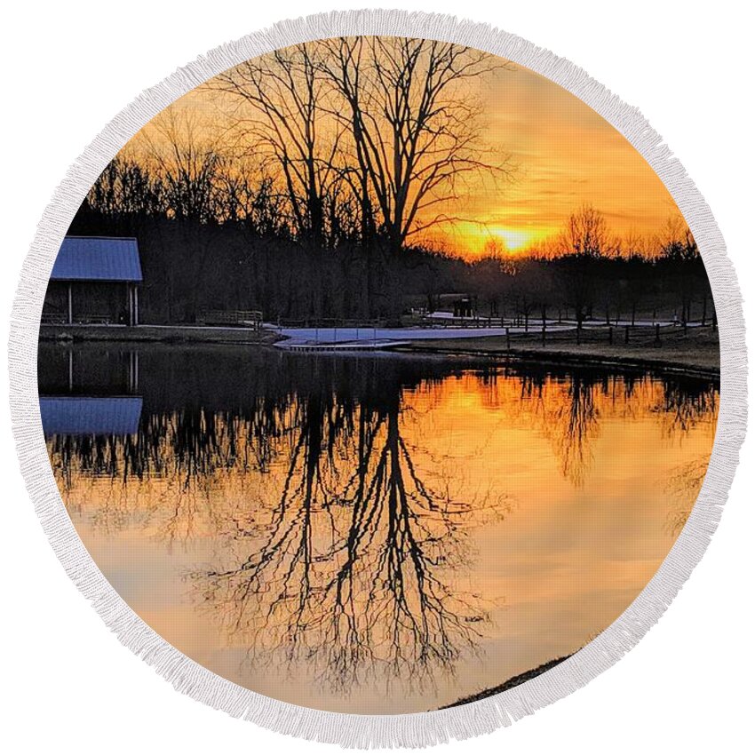  Round Beach Towel featuring the photograph Hudson Springs Park Sunset by Brad Nellis