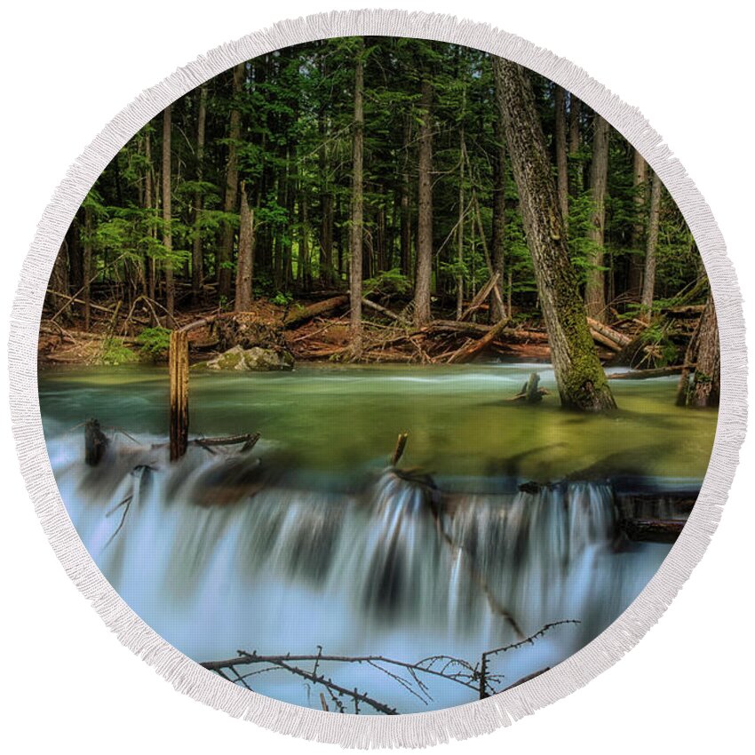 Hunt Creek Round Beach Towel featuring the photograph Hunt Creek by Dan Eskelson