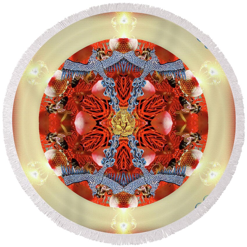 Phoenix Round Beach Towel featuring the digital art I AM Becoming by Alicia Kent