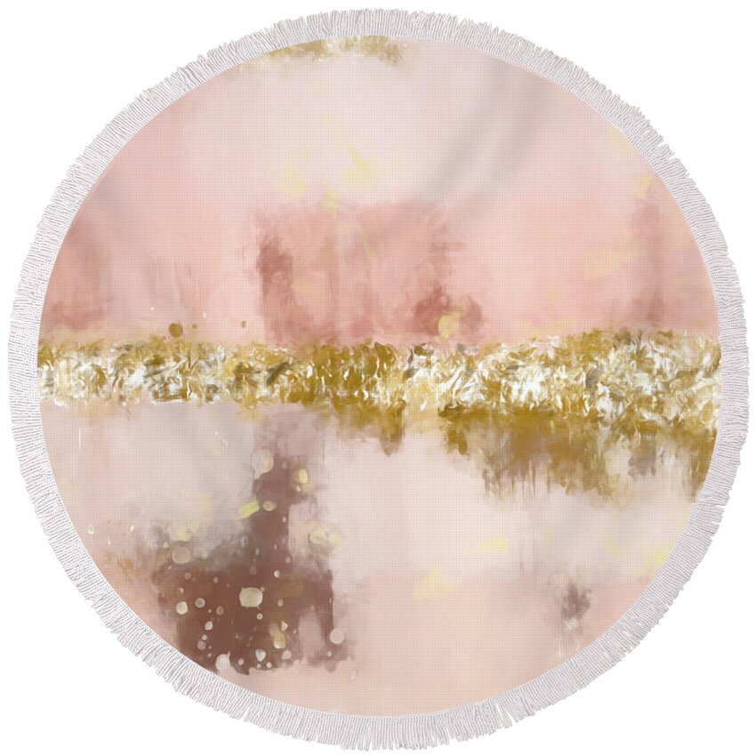 Pink Round Beach Towel featuring the digital art I Must Be Dreaming by Alison Frank