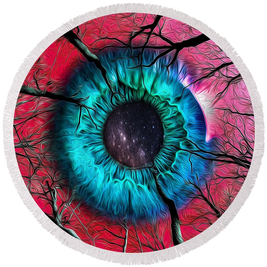 Eyes Round Beach Towel featuring the digital art I The Missing by Jeff Malderez