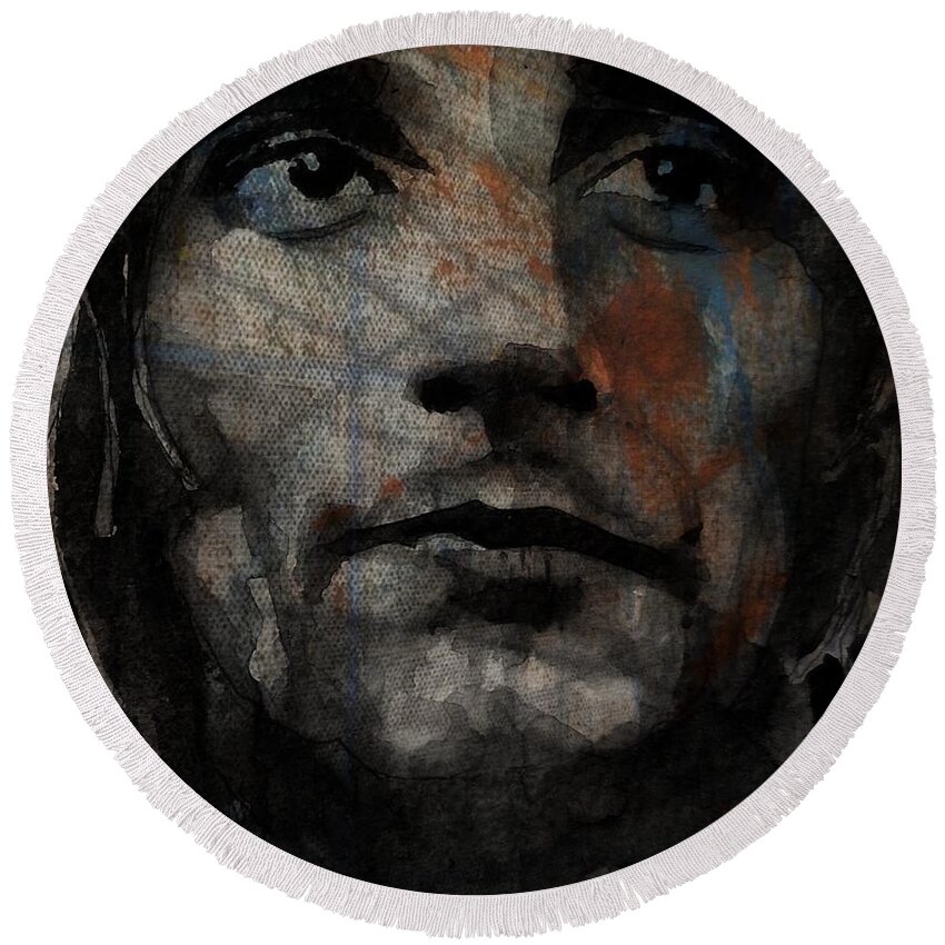 Rod Stewart Round Beach Towel featuring the painting I Was Only Joking by Paul Lovering