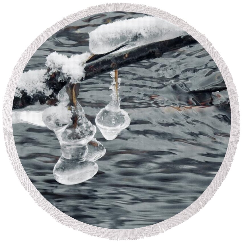 Ice Round Beach Towel featuring the photograph Ice Bells by Nicola Finch