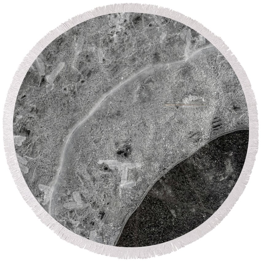 Abstract Round Beach Towel featuring the photograph Ice Texture by Karen Rispin