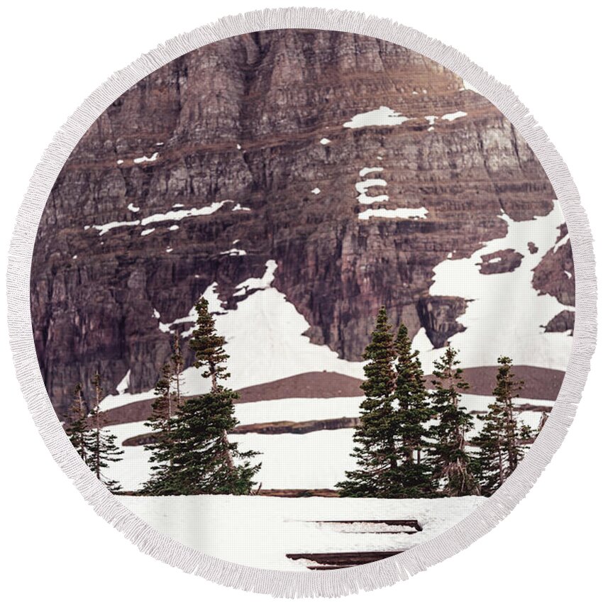  Round Beach Towel featuring the photograph Iconic Logan Pass by William Boggs