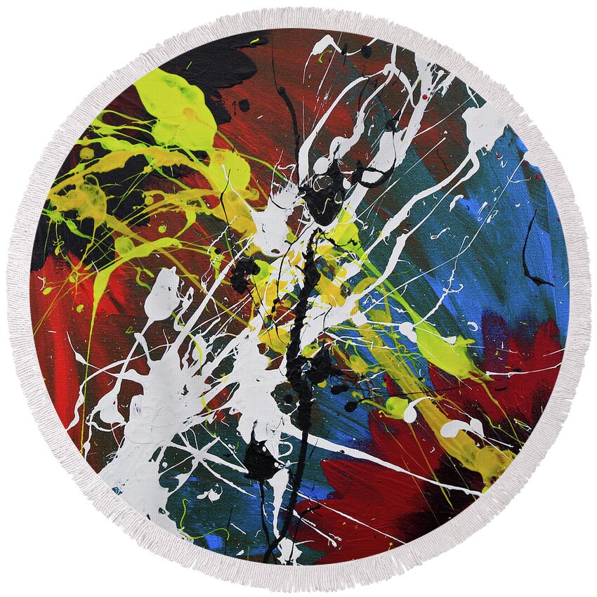  Round Beach Towel featuring the painting Ictus by Embrace The Matrix