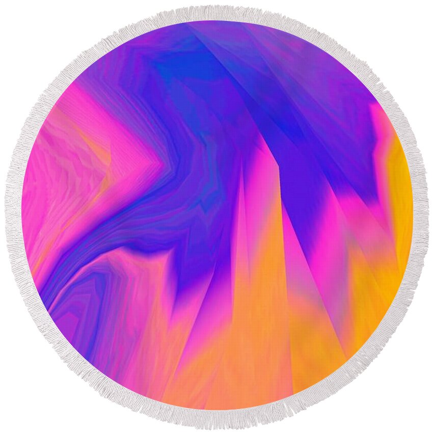 Abstract Round Beach Towel featuring the digital art Illusions by Glenn Hernandez
