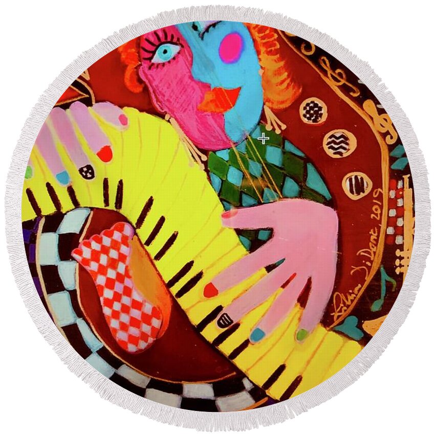  Round Beach Towel featuring the painting Imagine 7 by Lilliana Didovic