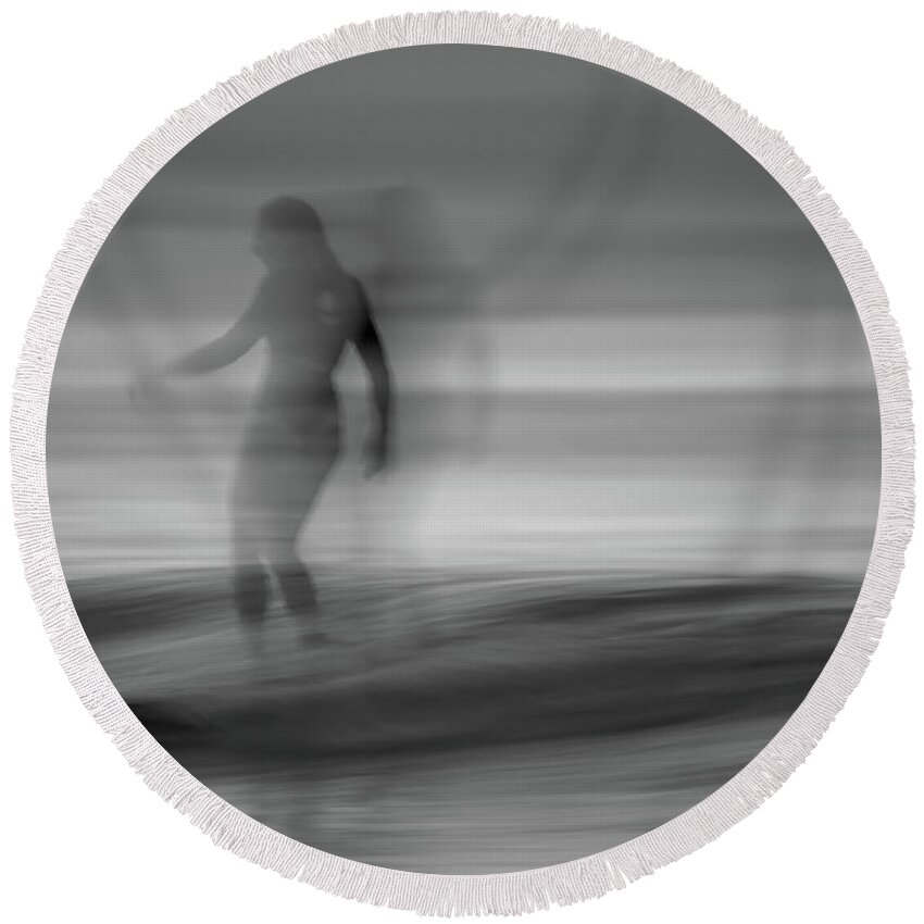 Surf Round Beach Towel featuring the photograph In motion 2 by Nicolas Lombard