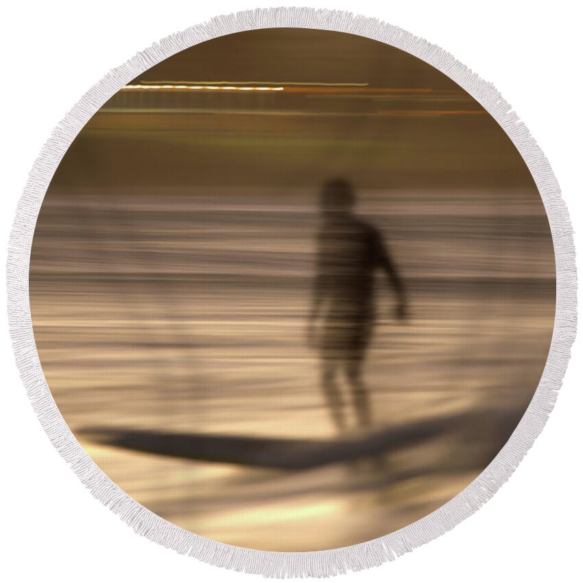 Surf Round Beach Towel featuring the photograph In motion 4 by Nicolas Lombard