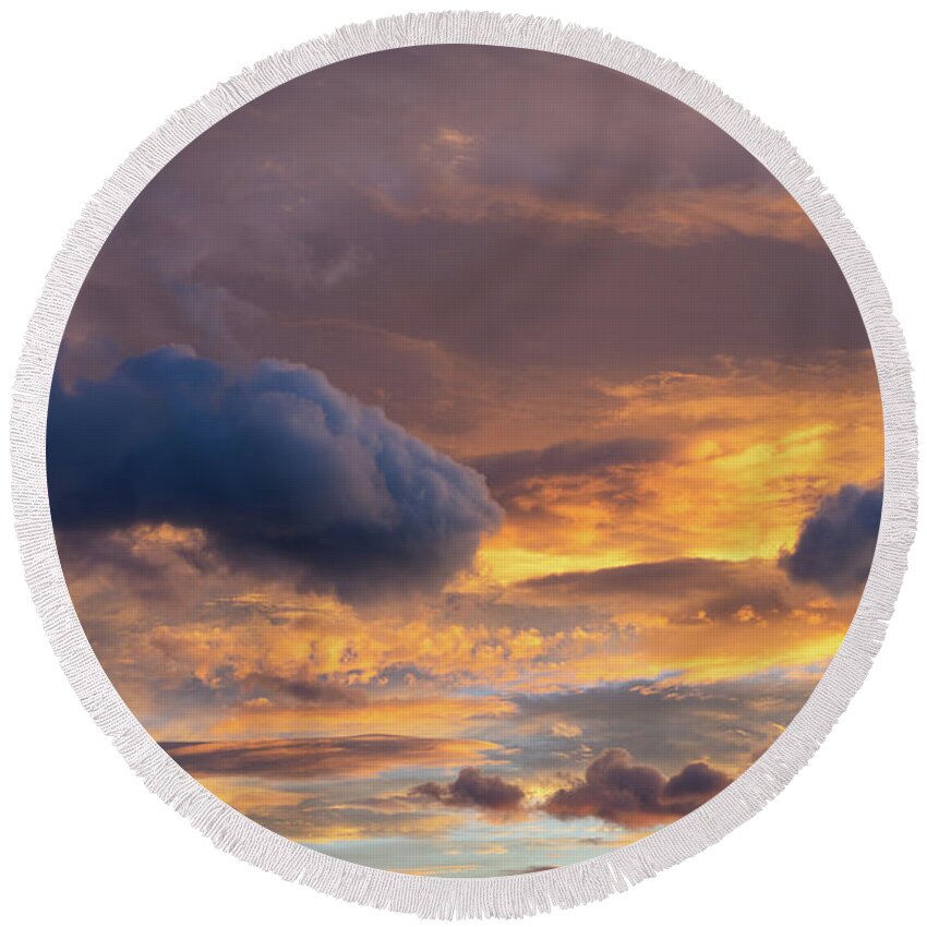 Clouds Round Beach Towel featuring the photograph In the sea of clouds 1 by Adriana Mueller
