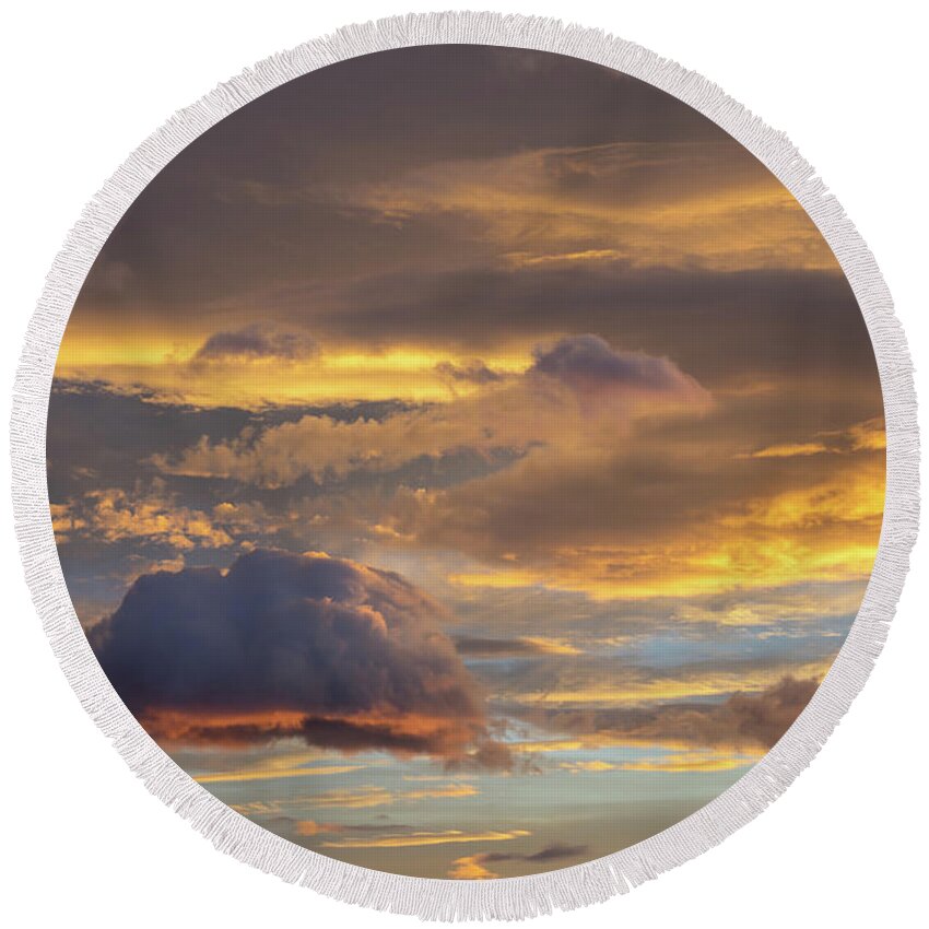 Clouds Round Beach Towel featuring the photograph In the sea of clouds 2 by Adriana Mueller