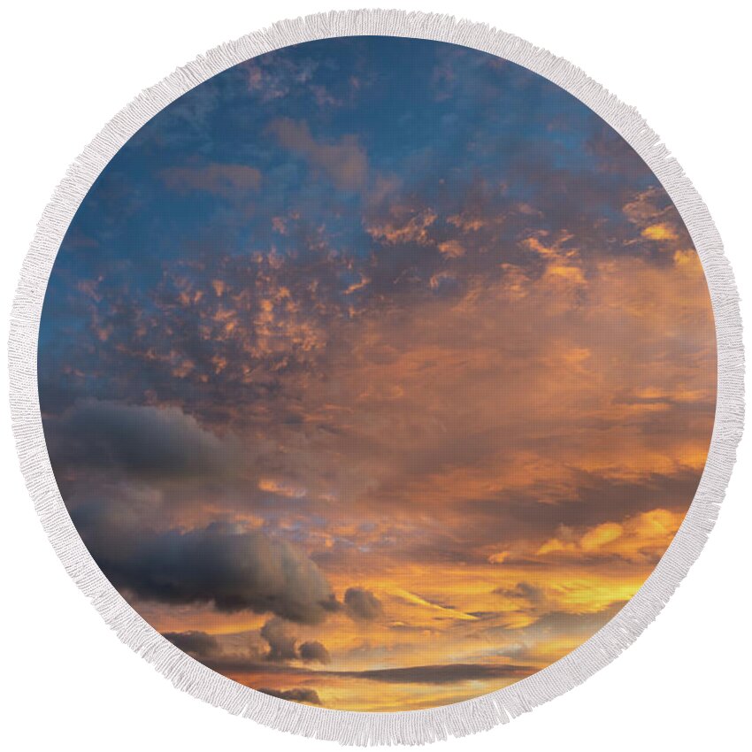 Clouds Round Beach Towel featuring the photograph In the sea of clouds 3 by Adriana Mueller