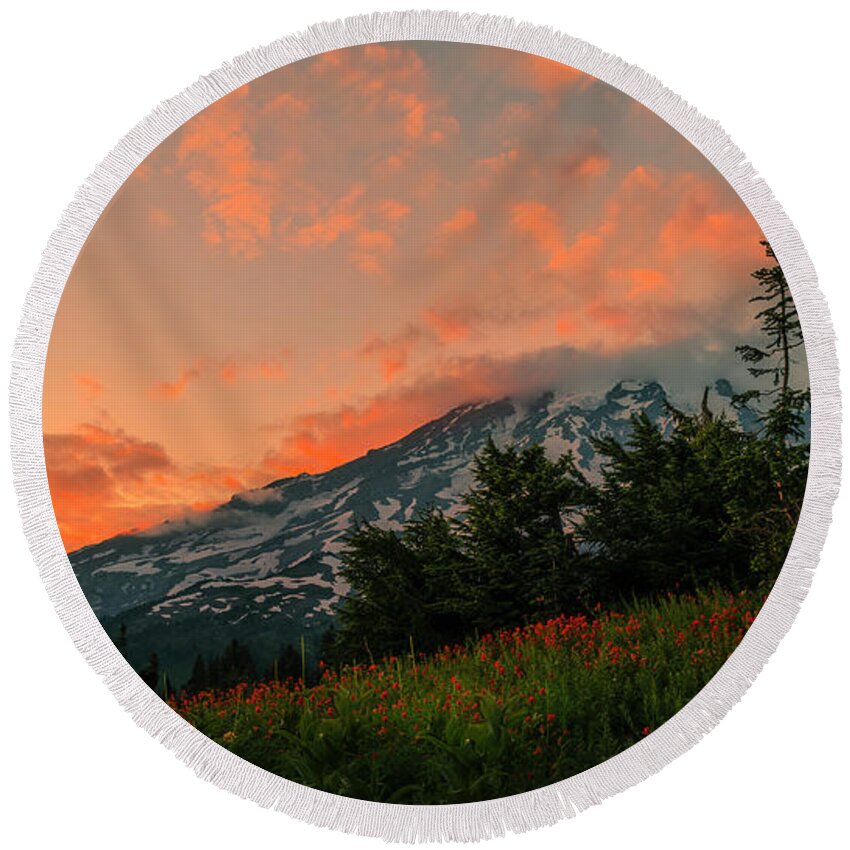 Indian Paintbrush Round Beach Towel featuring the photograph Indian Summer by Ryan Manuel