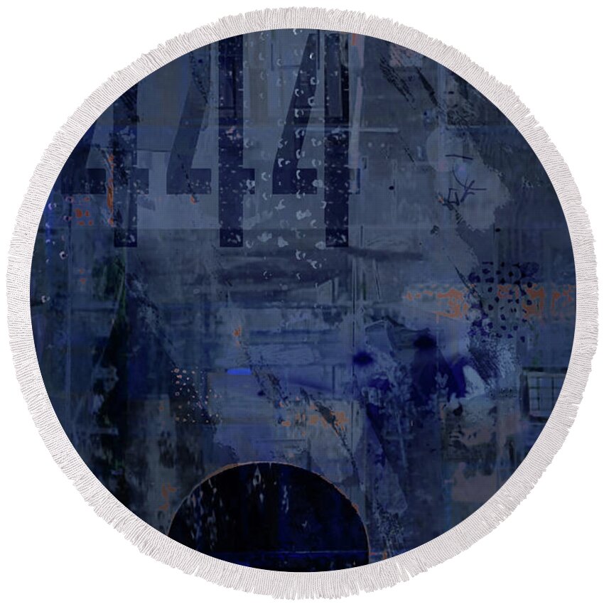 Abstract Round Beach Towel featuring the digital art Industrial 6 Ghost In The Shell by Ken Walker