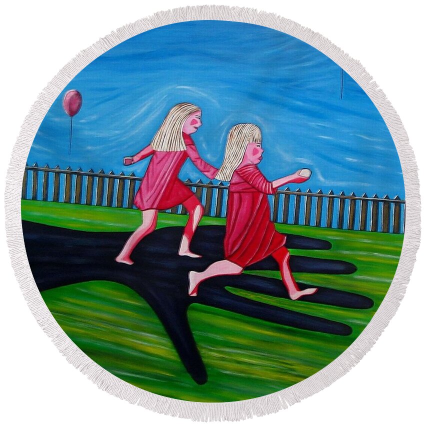  Round Beach Towel featuring the painting Innocence by Sandra Marie Adams