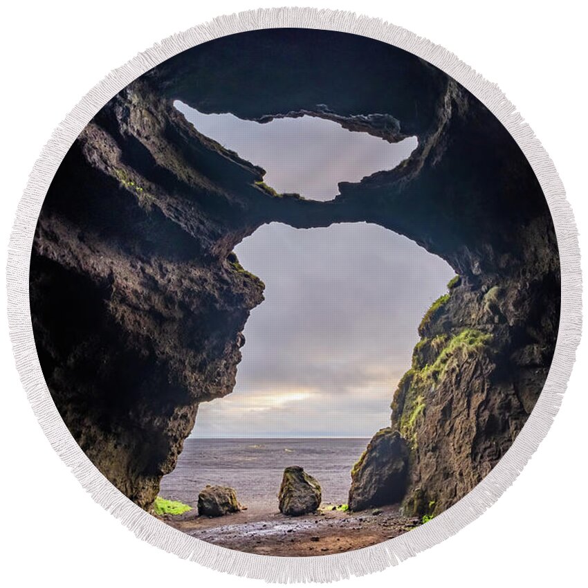 Yoda Round Beach Towel featuring the photograph Inside Yoda Cave in Iceland by Alexios Ntounas