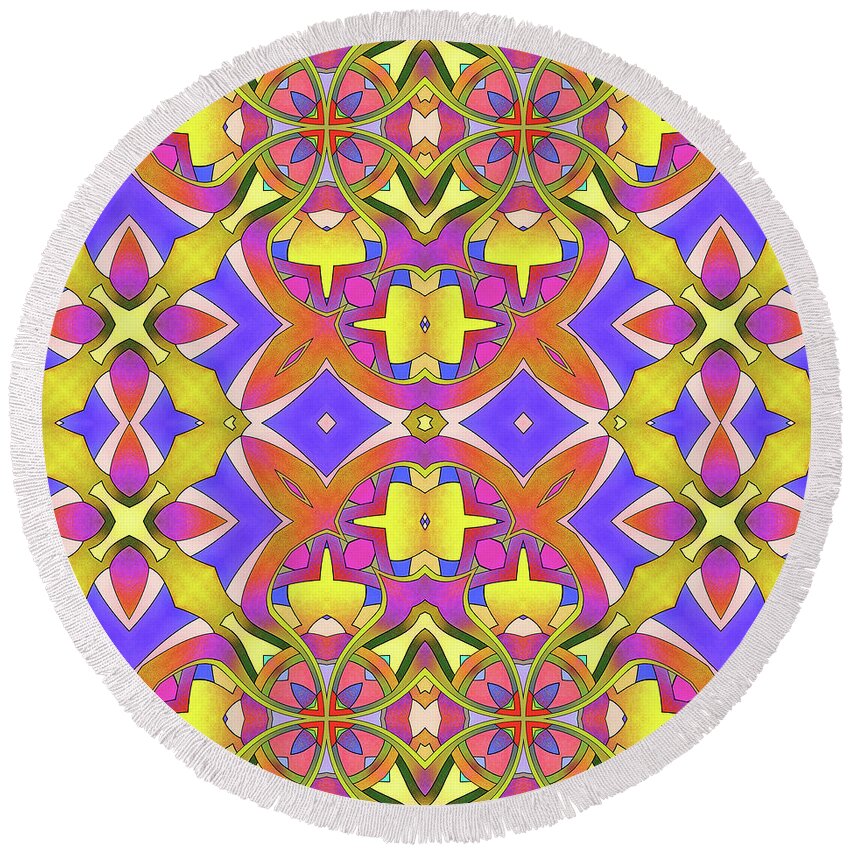 Aesthetic Round Beach Towel featuring the digital art Inspiration 042 by Jerome Lawrence