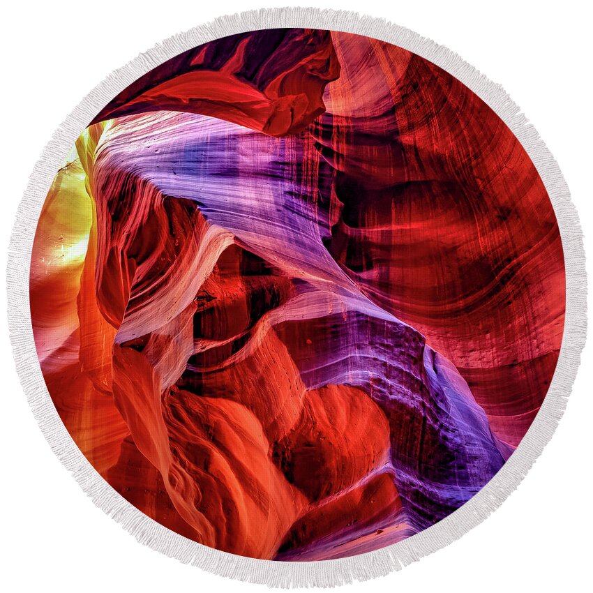 America Round Beach Towel featuring the photograph Intensity Of Color - Antelope Canyon 1x1 by Gregory Ballos