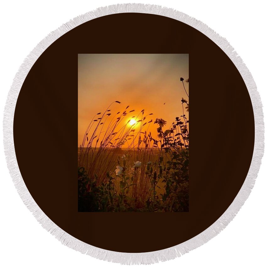Iphonography Round Beach Towel featuring the photograph IPhonography Sunset 2 by Julie Powell