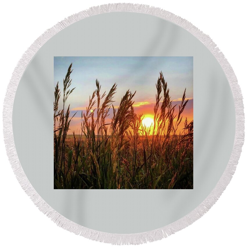 Iphonography Round Beach Towel featuring the photograph Iphonography Sunset 5 by Julie Powell