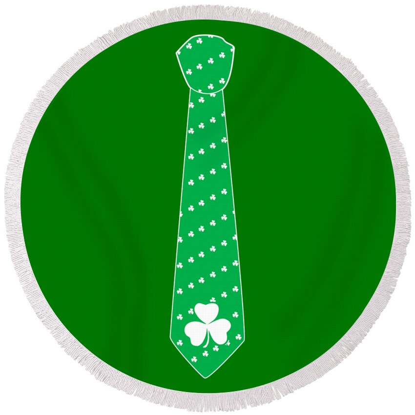 Funny Round Beach Towel featuring the digital art Irish St Patricks Tie by Flippin Sweet Gear