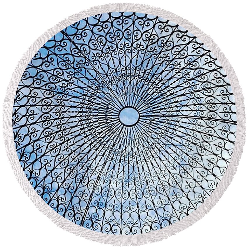 Iron Round Beach Towel featuring the photograph Iron Lace Dome by Vicki Noble