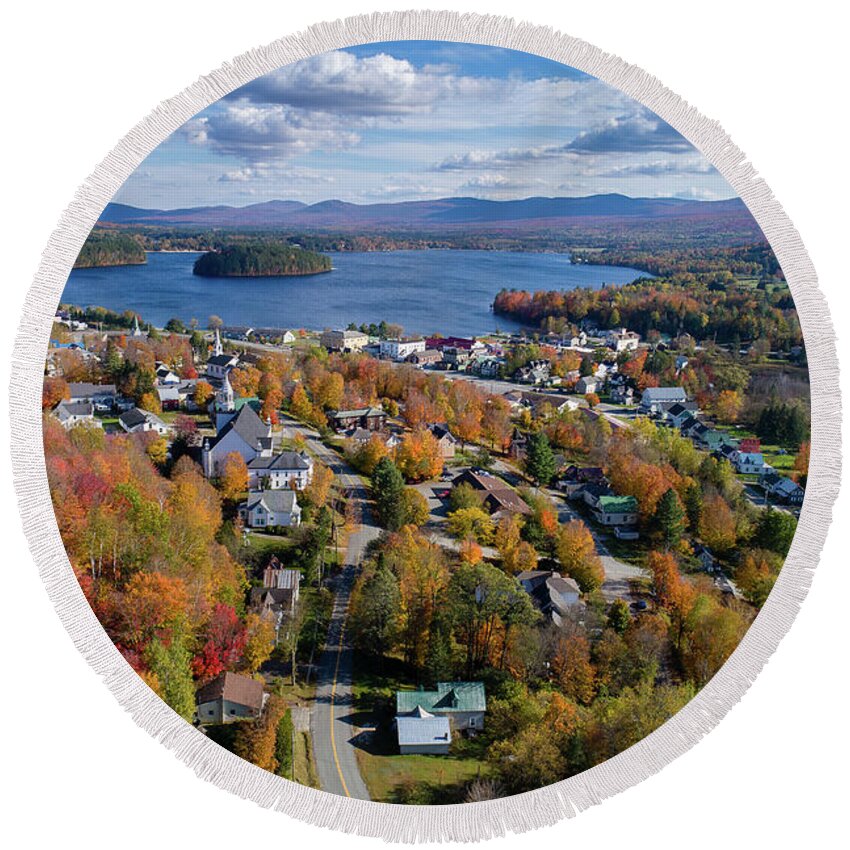 Island Pond Round Beach Towel featuring the photograph Island Pond Vermont by John Rowe