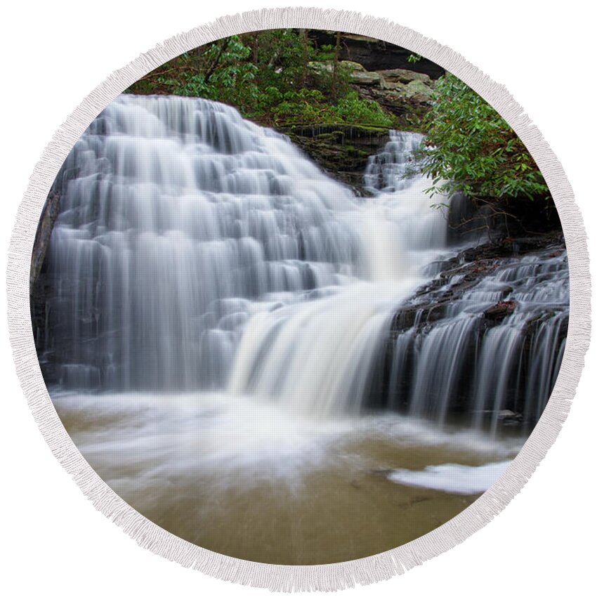 Jack Rock Falls Round Beach Towel featuring the photograph Jack Rock Falls 20 by Phil Perkins