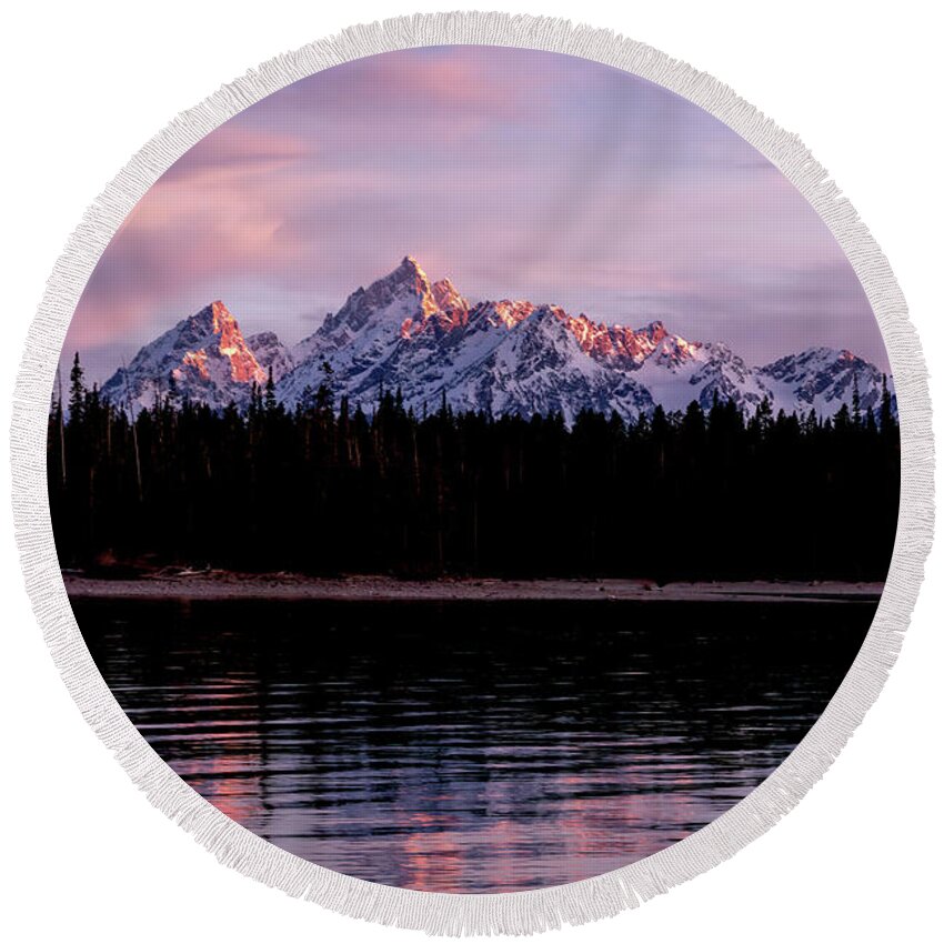  Round Beach Towel featuring the photograph Jackson Lake at Grand Teton National Park by Jack Bell