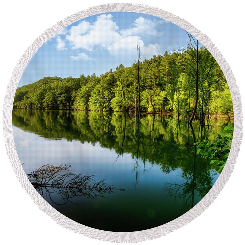 Reflection Round Beach Towel featuring the photograph Jacob's Creek in Historic Sullivan County, Tennessee by Shelia Hunt