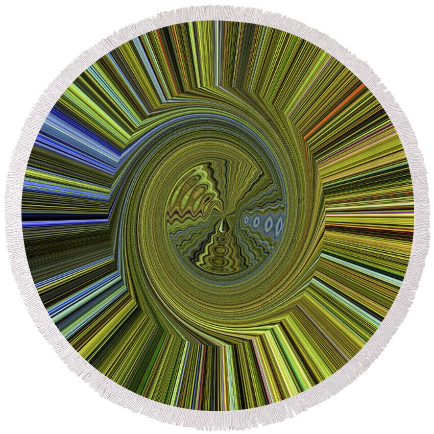 Janca Ray Abstract #9690#ps3a Round Beach Towel featuring the digital art Janca Ray Abstract #9690#ps3a by Tom Janca