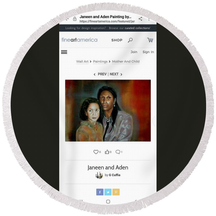  Round Beach Towel featuring the painting Janern and Aden by G Cuffia