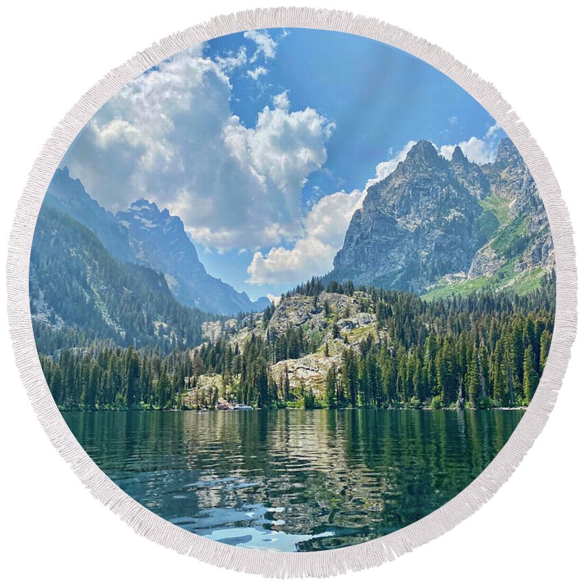 Jenny Lake Round Beach Towel featuring the photograph Jenny Lake by Cricket Hackmann