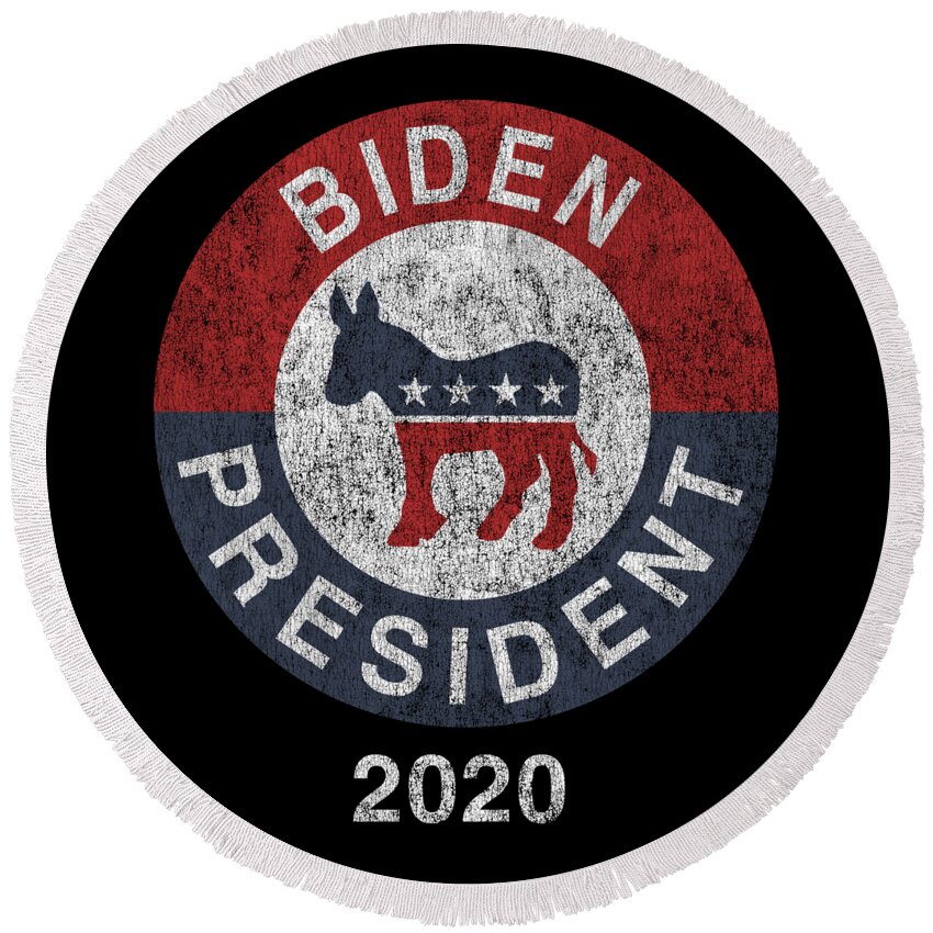Cool Round Beach Towel featuring the digital art Joe Biden 2020 For President by Flippin Sweet Gear