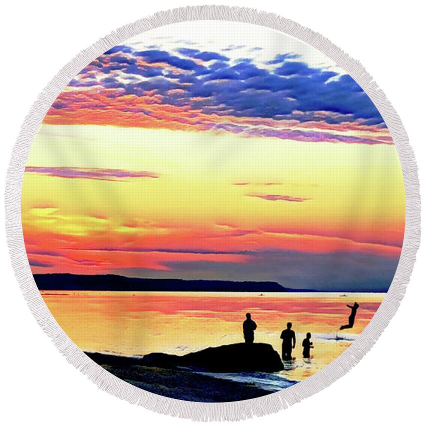 Reeves Round Beach Towel featuring the digital art Joys of Youth by Eileen Kelly