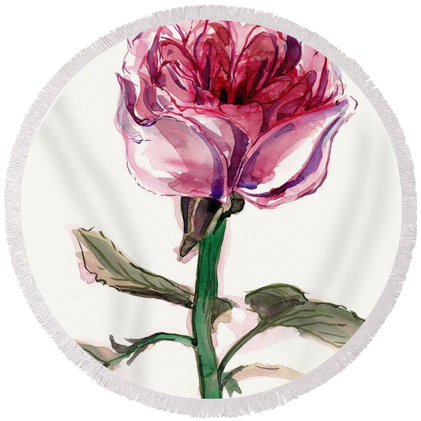 Flower Round Beach Towel featuring the painting Juliet Rose by George Cret