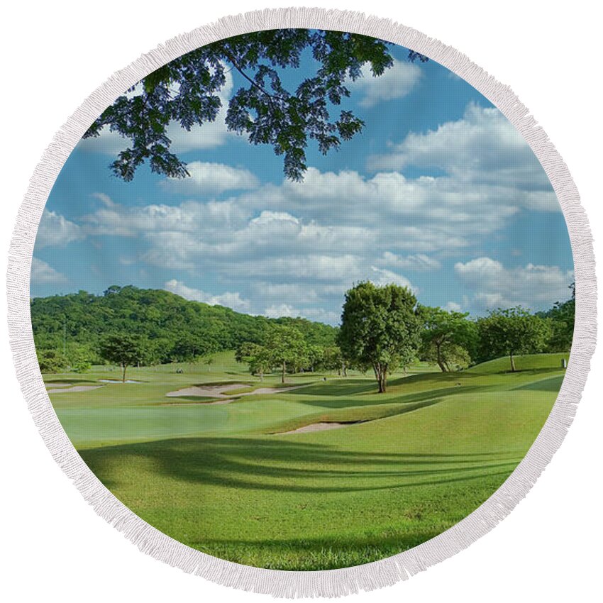 Costa Rica Round Beach Towel featuring the photograph Jungle Golf Course in Costa Rica by Darryl Brooks