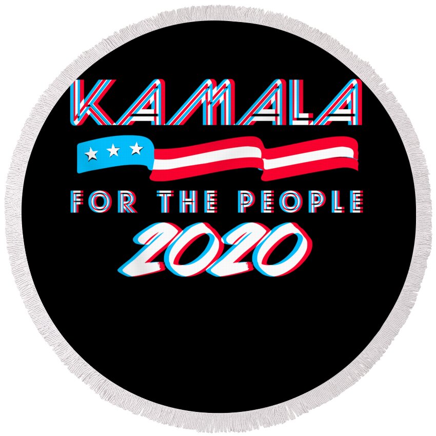 Election Round Beach Towel featuring the digital art Kamala Harris For the People by Flippin Sweet Gear