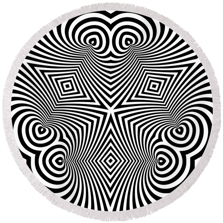 Op Art Round Beach Towel featuring the mixed media Karmala by Gianni Sarcone