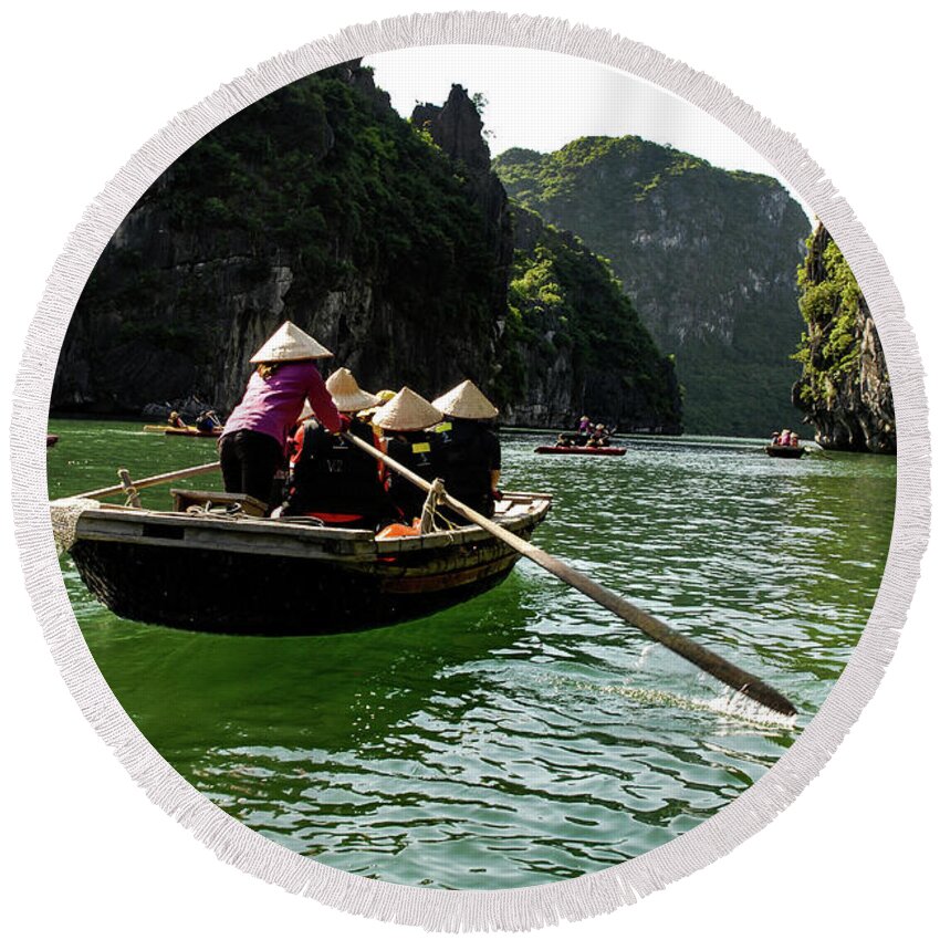 Vietnam Round Beach Towel featuring the photograph Between Land And Sea - Bai Tu Long Bay, Vietnam by Earth And Spirit